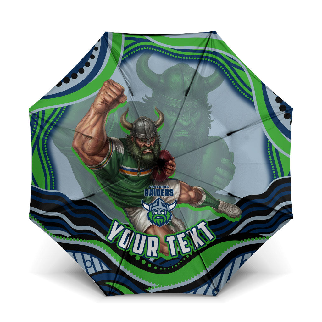 Personalized Canberra Raiders Umbrella Aboriginal Dot Art - Dreamtime Rugby Mascot