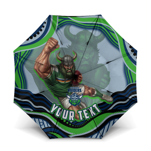 Personalized Canberra Raiders Umbrella Aboriginal Dot Art - Dreamtime Rugby Mascot
