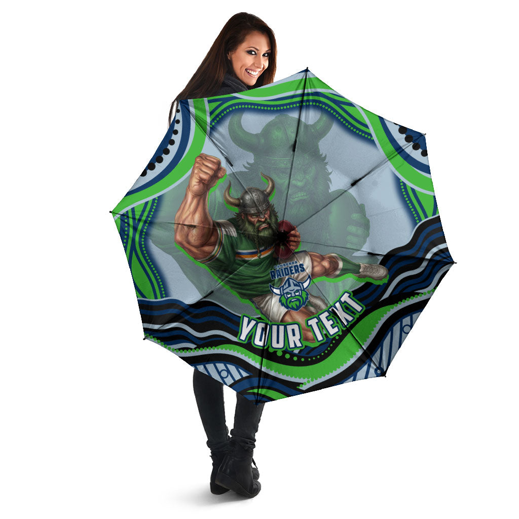 Personalized Canberra Raiders Umbrella Aboriginal Dot Art - Dreamtime Rugby Mascot