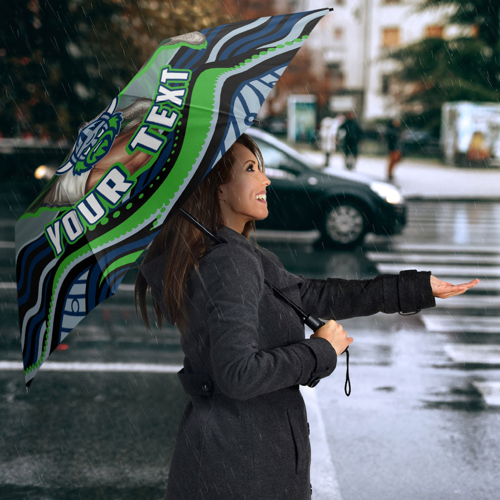 Personalized Canberra Raiders Umbrella Aboriginal Dot Art - Dreamtime Rugby Mascot