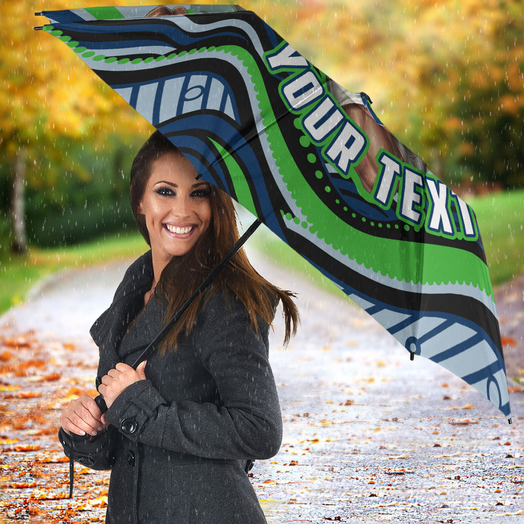 Personalized Canberra Raiders Umbrella Aboriginal Dot Art - Dreamtime Rugby Mascot
