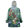 Personalized Canberra Raiders Wearable Blanket Hoodie Aboriginal Dot Art - Dreamtime Rugby Mascot