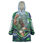 Personalized Canberra Raiders Wearable Blanket Hoodie Aboriginal Dot Art - Dreamtime Rugby Mascot