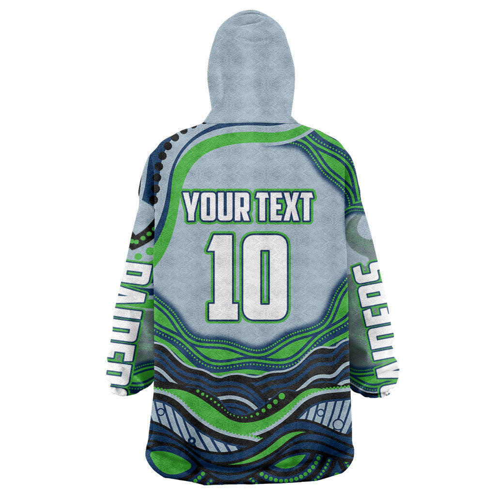 Personalized Canberra Raiders Wearable Blanket Hoodie Aboriginal Dot Art - Dreamtime Rugby Mascot