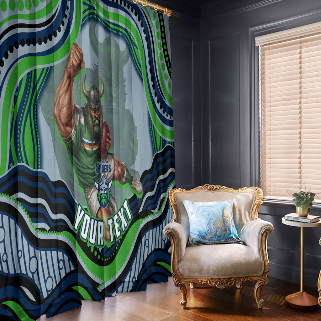 Personalized Canberra Raiders Window Curtain Aboriginal Dot Art - Dreamtime Rugby Mascot