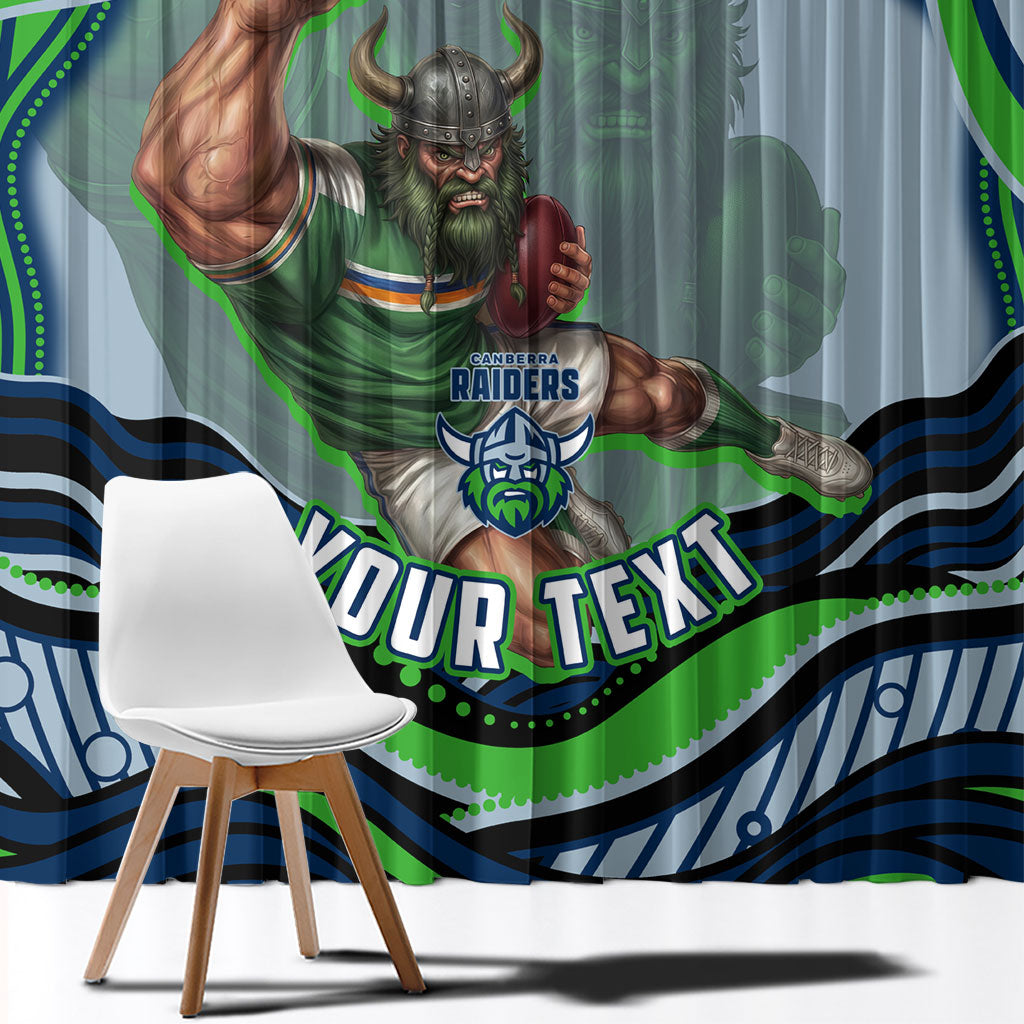 Personalized Canberra Raiders Window Curtain Aboriginal Dot Art - Dreamtime Rugby Mascot