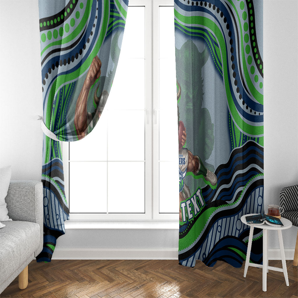 Personalized Canberra Raiders Window Curtain Aboriginal Dot Art - Dreamtime Rugby Mascot