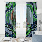 Personalized Canberra Raiders Window Curtain Aboriginal Dot Art - Dreamtime Rugby Mascot