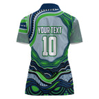 Personalized Canberra Raiders Women Polo Shirt Aboriginal Dot Art - Dreamtime Rugby Mascot