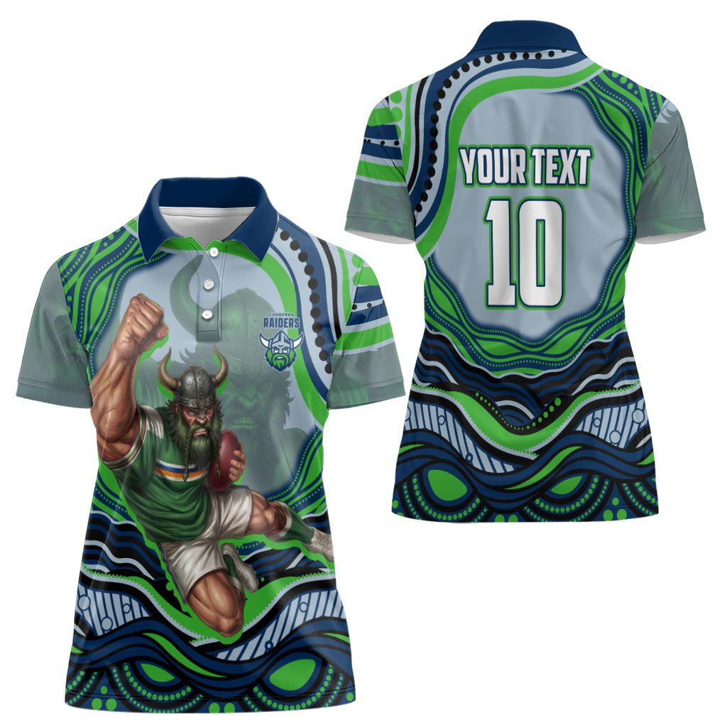 Personalized Canberra Raiders Women Polo Shirt Aboriginal Dot Art - Dreamtime Rugby Mascot