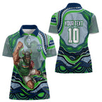 Personalized Canberra Raiders Women Polo Shirt Aboriginal Dot Art - Dreamtime Rugby Mascot