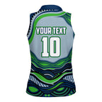 Personalized Canberra Raiders Women Sleeveless Polo Shirt Aboriginal Dot Art - Dreamtime Rugby Mascot