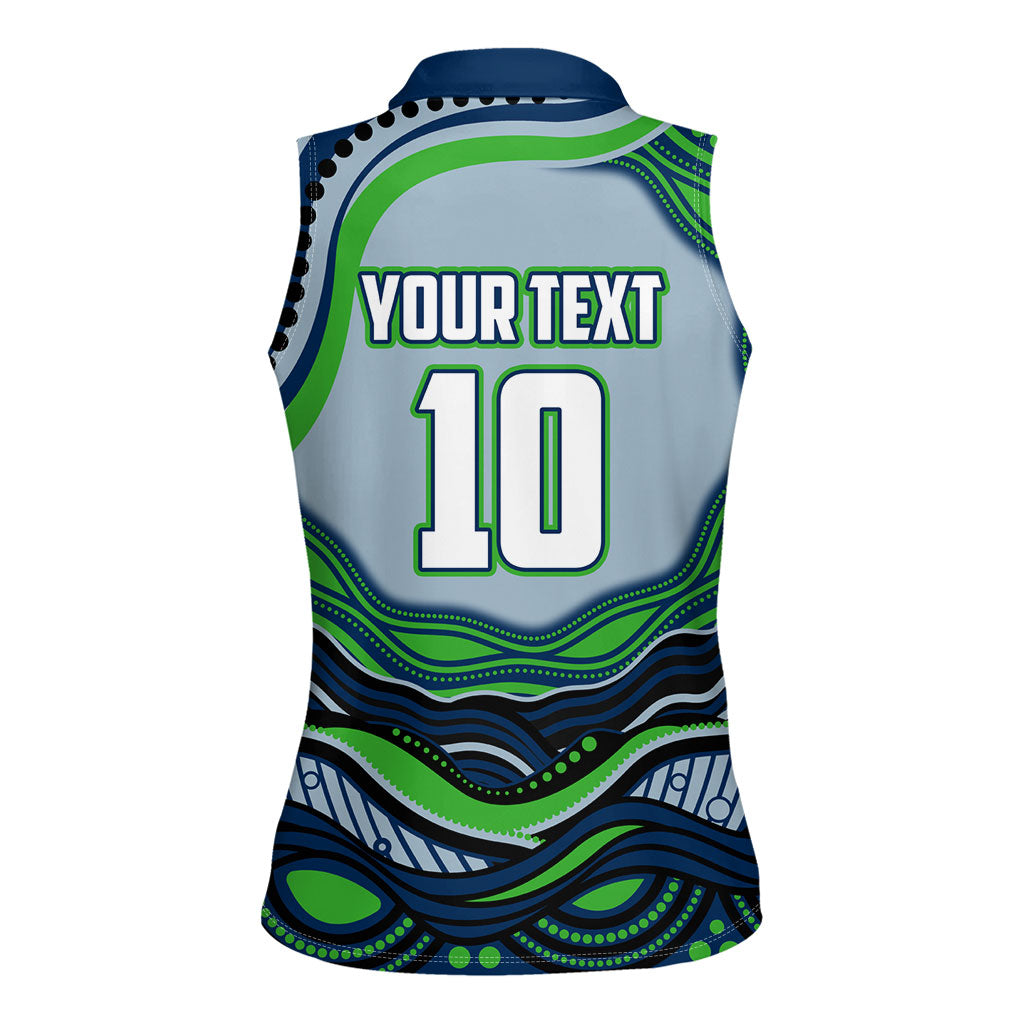 Personalized Canberra Raiders Women Sleeveless Polo Shirt Aboriginal Dot Art - Dreamtime Rugby Mascot