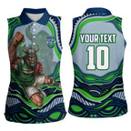 Personalized Canberra Raiders Women Sleeveless Polo Shirt Aboriginal Dot Art - Dreamtime Rugby Mascot
