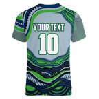 Personalized Canberra Raiders Women V-Neck T-Shirt Aboriginal Dot Art - Dreamtime Rugby Mascot