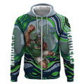 Personalized Canberra Raiders Zip Hoodie Aboriginal Dot Art - Dreamtime Rugby Mascot