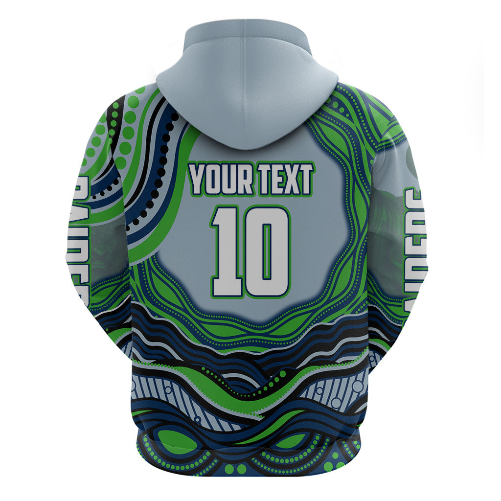 Personalized Canberra Raiders Zip Hoodie Aboriginal Dot Art - Dreamtime Rugby Mascot