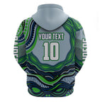 Personalized Canberra Raiders Zip Hoodie Aboriginal Dot Art - Dreamtime Rugby Mascot