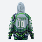 Personalized Canberra Raiders Zip Hoodie Aboriginal Dot Art - Dreamtime Rugby Mascot