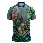 Personalized Canberra Raiders Zipper Polo Shirt Aboriginal Dot Art - Dreamtime Rugby Mascot