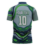Personalized Canberra Raiders Zipper Polo Shirt Aboriginal Dot Art - Dreamtime Rugby Mascot
