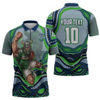 Personalized Canberra Raiders Zipper Polo Shirt Aboriginal Dot Art - Dreamtime Rugby Mascot