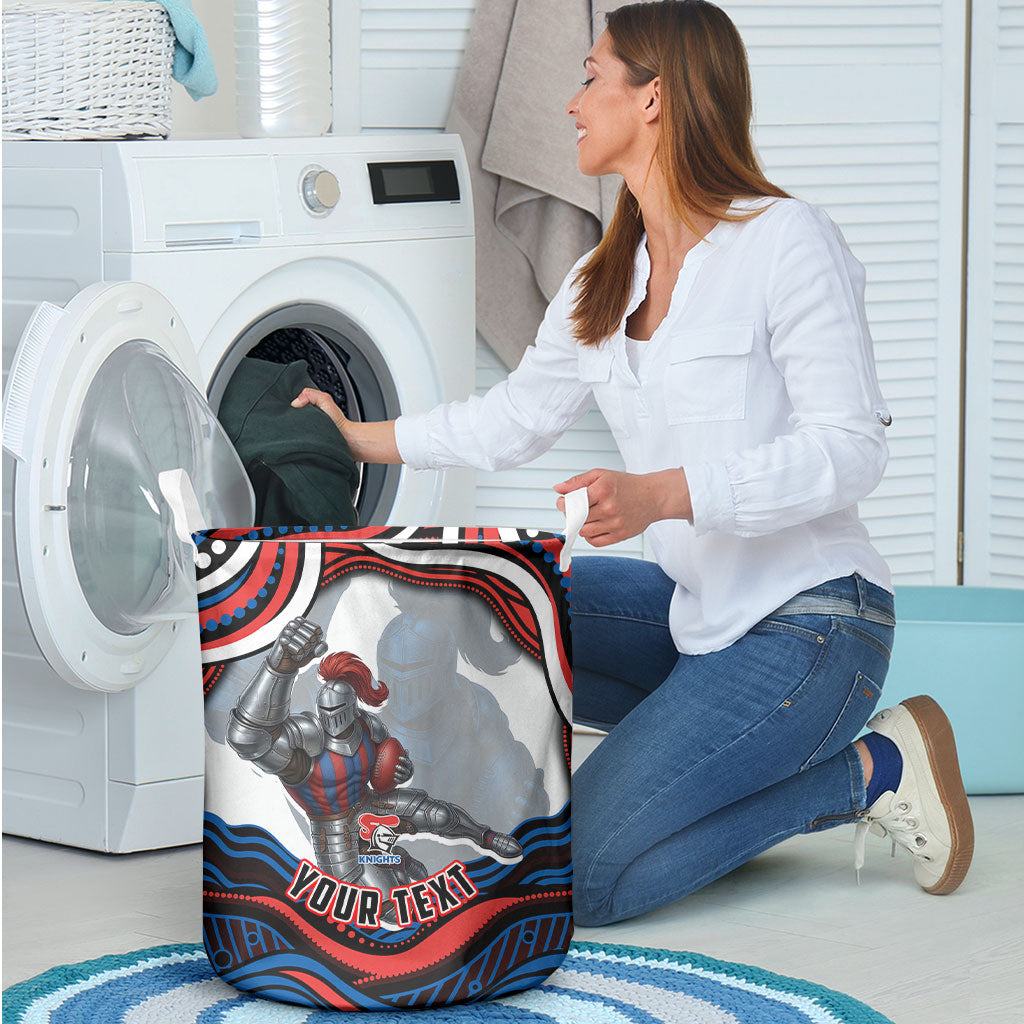 Personalized Newcastle Knights Laundry Basket Aboriginal Dot Art - Dreamtime Rugby Mascot