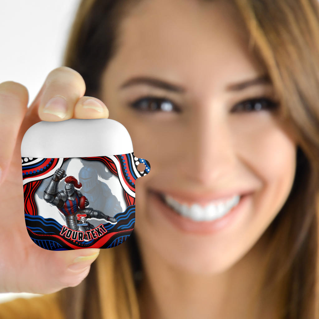 Personalized Newcastle Knights AirPods Case Aboriginal Dot Art - Dreamtime Rugby Mascot