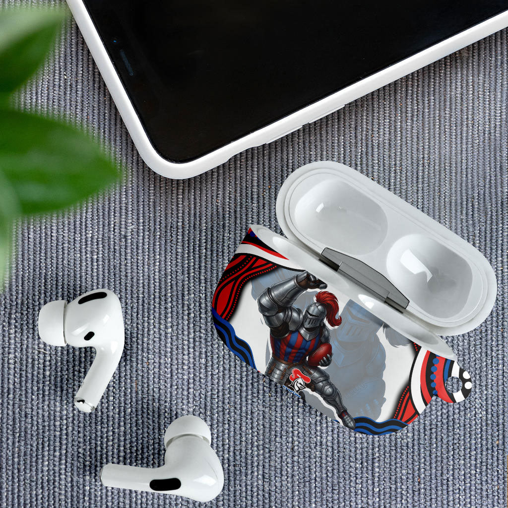 Personalized Newcastle Knights AirPods Case Aboriginal Dot Art - Dreamtime Rugby Mascot