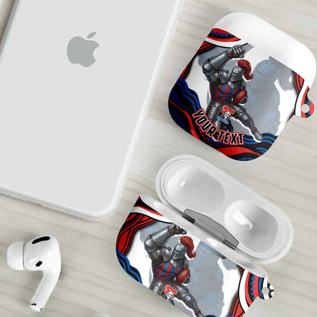 Personalized Newcastle Knights AirPods Case Aboriginal Dot Art - Dreamtime Rugby Mascot