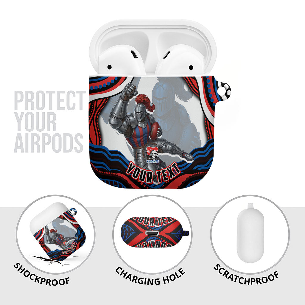 Personalized Newcastle Knights AirPods Case Aboriginal Dot Art - Dreamtime Rugby Mascot