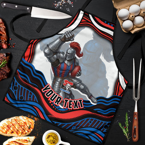 Personalized Newcastle Knights Apron Aboriginal Dot Art - Dreamtime Rugby Mascot