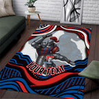 Personalized Newcastle Knights Area Rug Aboriginal Dot Art - Dreamtime Rugby Mascot