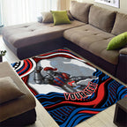 Personalized Newcastle Knights Area Rug Aboriginal Dot Art - Dreamtime Rugby Mascot