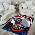 Personalized Newcastle Knights Area Rug Aboriginal Dot Art - Dreamtime Rugby Mascot