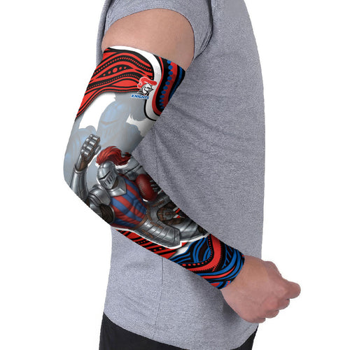 Personalized Newcastle Knights Arm Sleeves Aboriginal Dot Art - Dreamtime Rugby Mascot