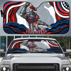 Personalized Newcastle Knights Auto Sun Shade Aboriginal Dot Art - Dreamtime Rugby Mascot