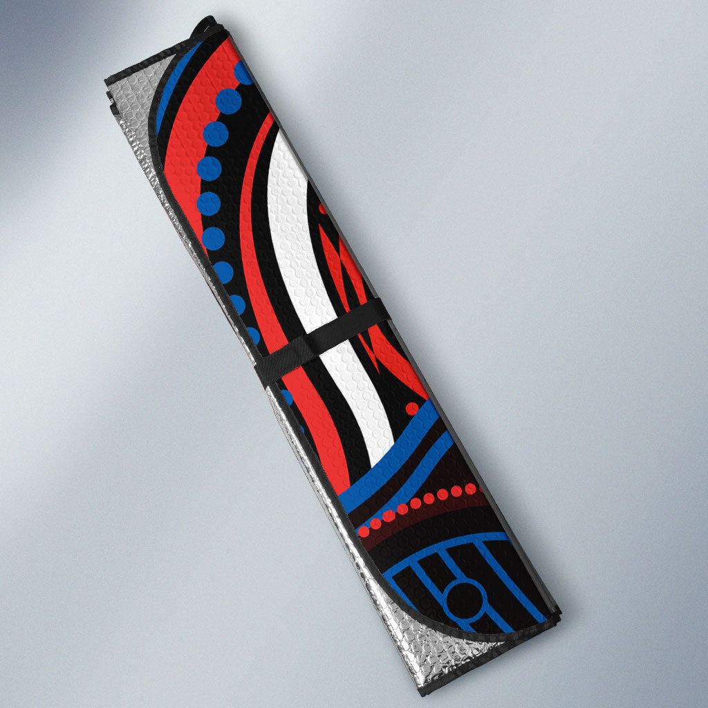 Personalized Newcastle Knights Auto Sun Shade Aboriginal Dot Art - Dreamtime Rugby Mascot