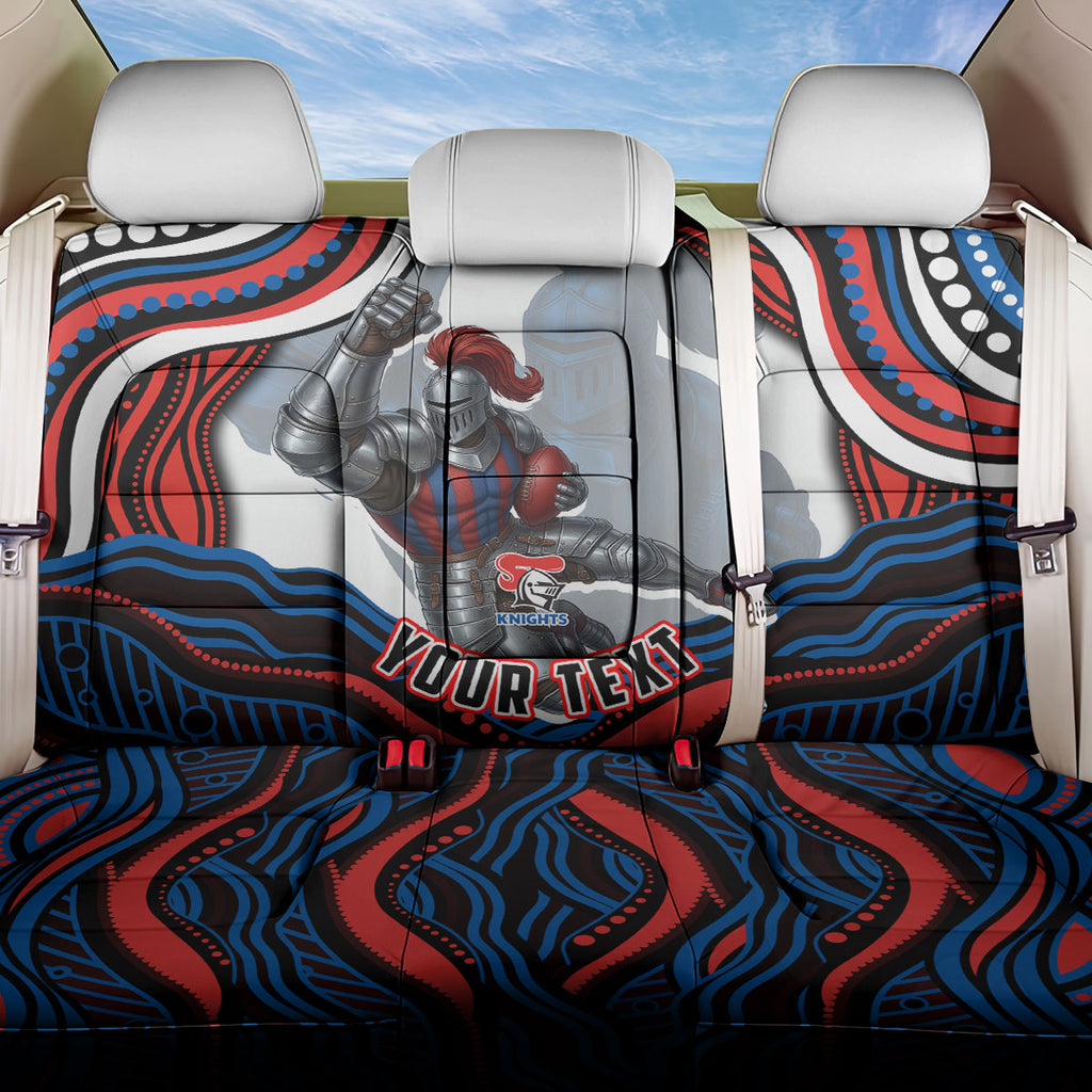 Personalized Newcastle Knights Back Car Seat Cover Aboriginal Dot Art - Dreamtime Rugby Mascot