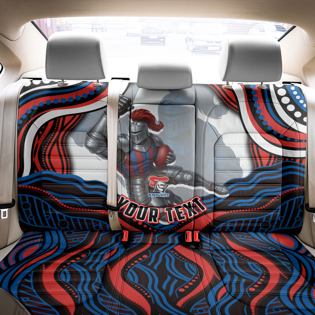 Personalized Newcastle Knights Back Car Seat Cover Aboriginal Dot Art - Dreamtime Rugby Mascot