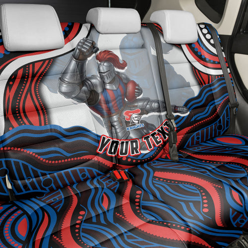 Personalized Newcastle Knights Back Car Seat Cover Aboriginal Dot Art - Dreamtime Rugby Mascot
