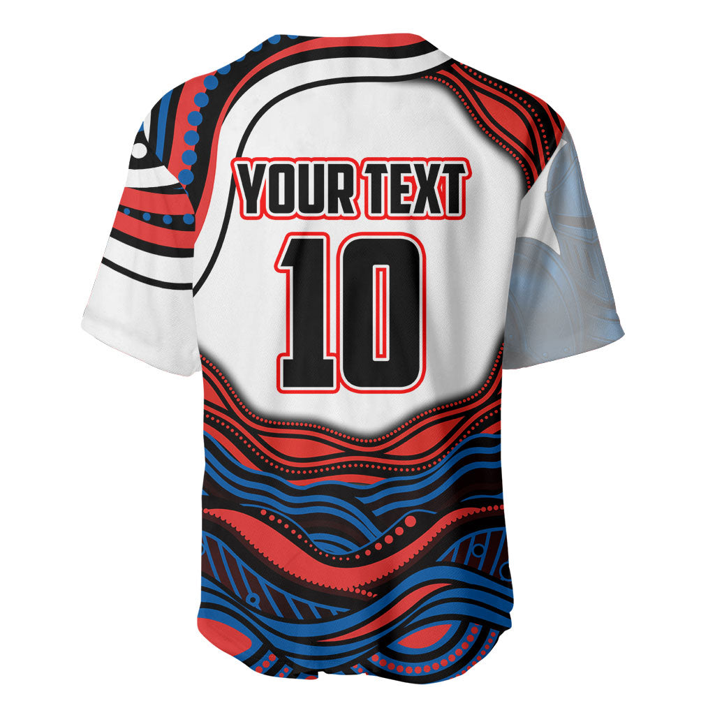 Personalized Newcastle Knights Baseball Jersey Aboriginal Dot Art - Dreamtime Rugby Mascot