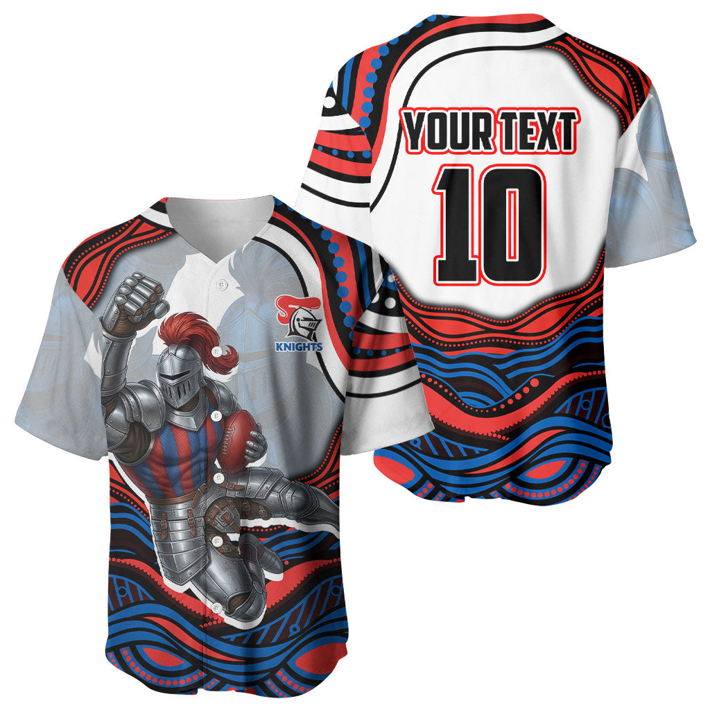 Personalized Newcastle Knights Baseball Jersey Aboriginal Dot Art - Dreamtime Rugby Mascot