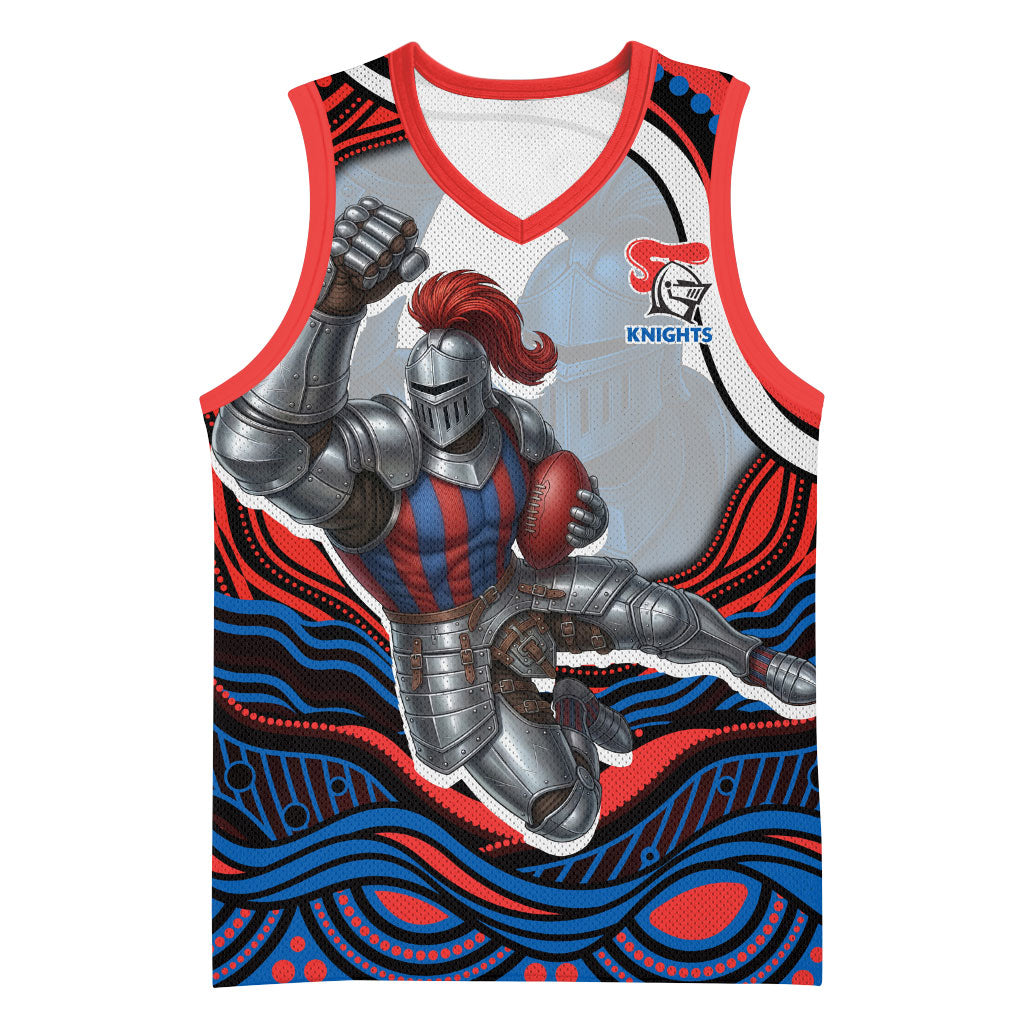 Personalized Newcastle Knights Basketball Jersey Aboriginal Dot Art - Dreamtime Rugby Mascot