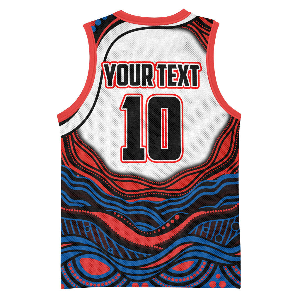 Personalized Newcastle Knights Basketball Jersey Aboriginal Dot Art - Dreamtime Rugby Mascot
