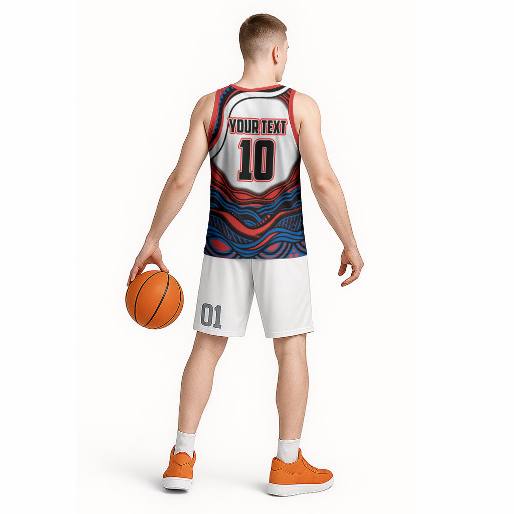 Personalized Newcastle Knights Basketball Jersey Aboriginal Dot Art - Dreamtime Rugby Mascot