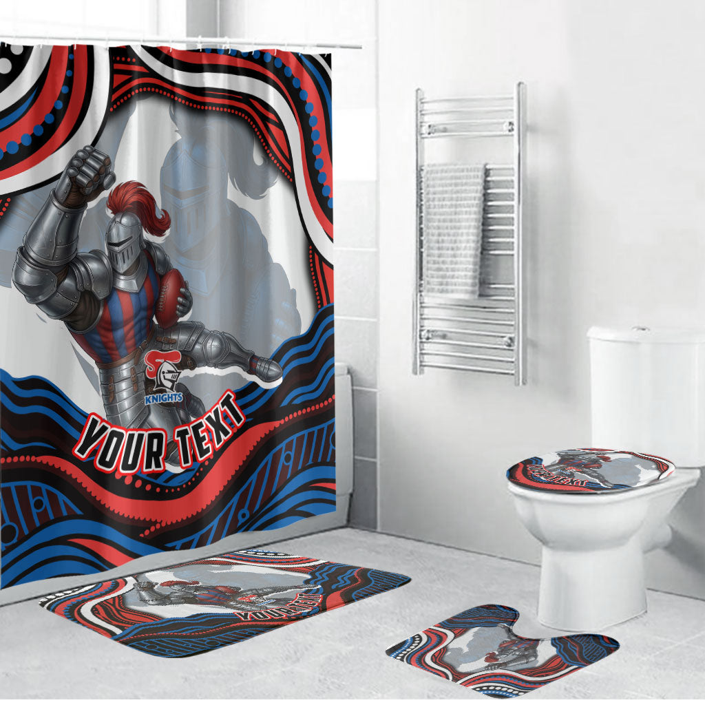 Personalized Newcastle Knights Bathroom Set Aboriginal Dot Art - Dreamtime Rugby Mascot