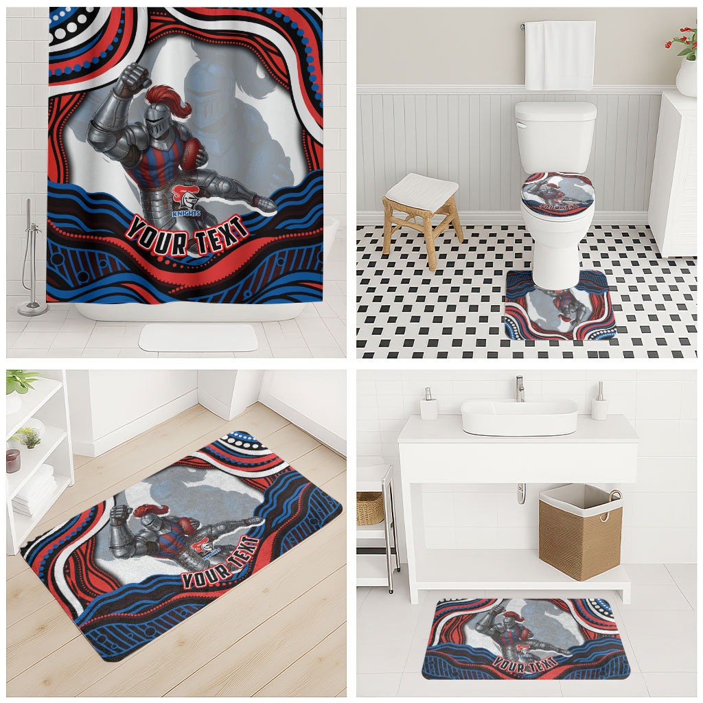 Personalized Newcastle Knights Bathroom Set Aboriginal Dot Art - Dreamtime Rugby Mascot