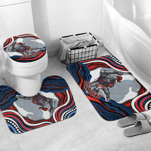 Personalized Newcastle Knights Bathroom Set Aboriginal Dot Art - Dreamtime Rugby Mascot