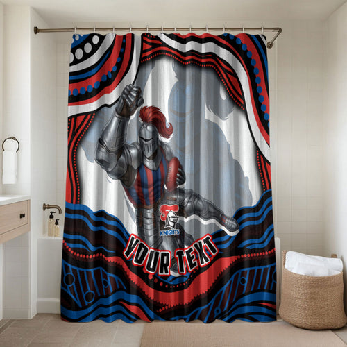 Personalized Newcastle Knights Bathroom Set Aboriginal Dot Art - Dreamtime Rugby Mascot